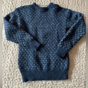 Vintage 90’s Navy Speckled Wool blend Crewneck Knit Sweater Size M